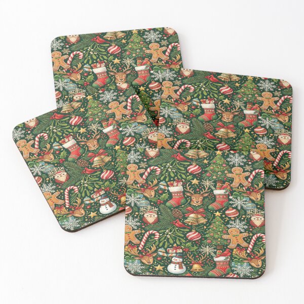 Item preview, Christmas Owls Reindeer Gingerbread Men Holly Pattern designed and sold by Solomon-Ent-144.