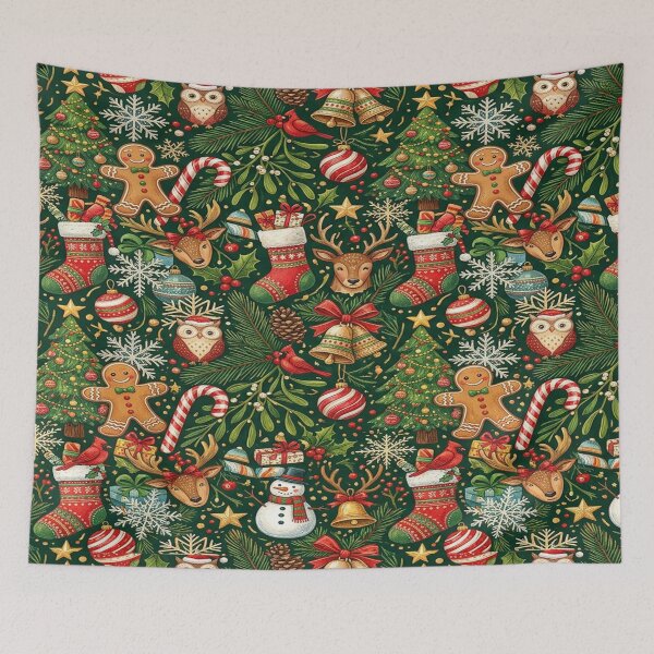 Item preview, Christmas Owls Reindeer Gingerbread Men Holly Pattern designed and sold by Solomon-Ent-144.