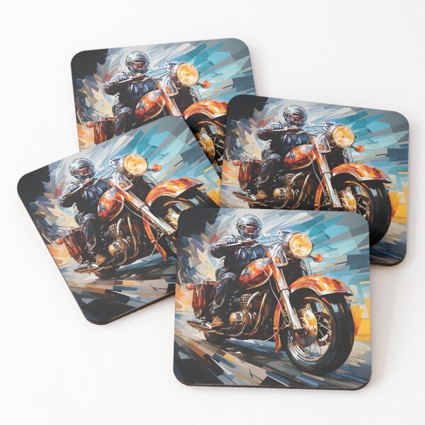 Item preview, Orange Cruiser Motorcycle Rider Dynamic Road Illustration designed and sold by GutyzDesignsES.