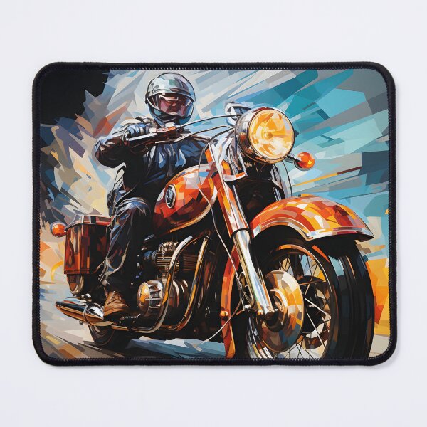 Item preview, Orange Cruiser Motorcycle Rider Dynamic Road Illustration designed and sold by GutyzDesignsES.