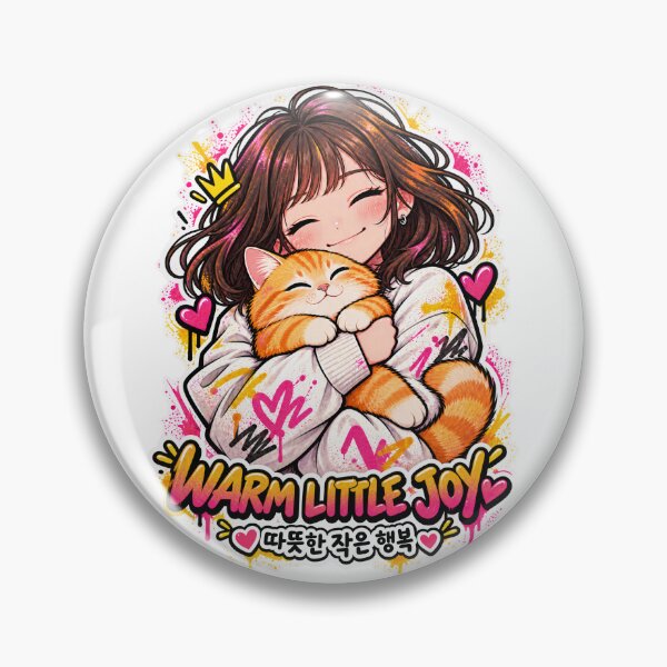 Item preview, Anime Girl Hugging Cat - Warm Little Joy K-Aesthetic Street Art designed and sold by SeoulVibeStudio.