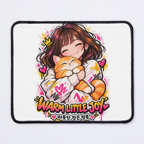 Item preview, Anime Girl Hugging Cat - Warm Little Joy K-Aesthetic Street Art designed and sold by SeoulVibeStudio.