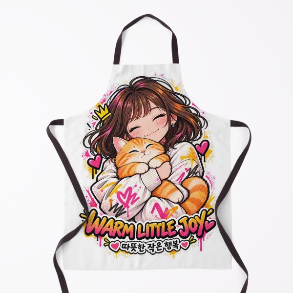 Item preview, Anime Girl Hugging Cat - Warm Little Joy K-Aesthetic Street Art designed and sold by SeoulVibeStudio.