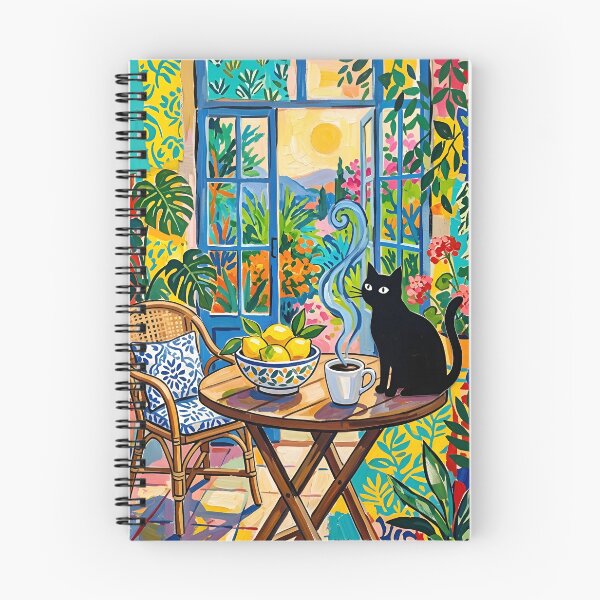 Item preview, Morning Coffee & Black Cat Silhouette Matisse Style Poster designed and sold by DuckOddity.