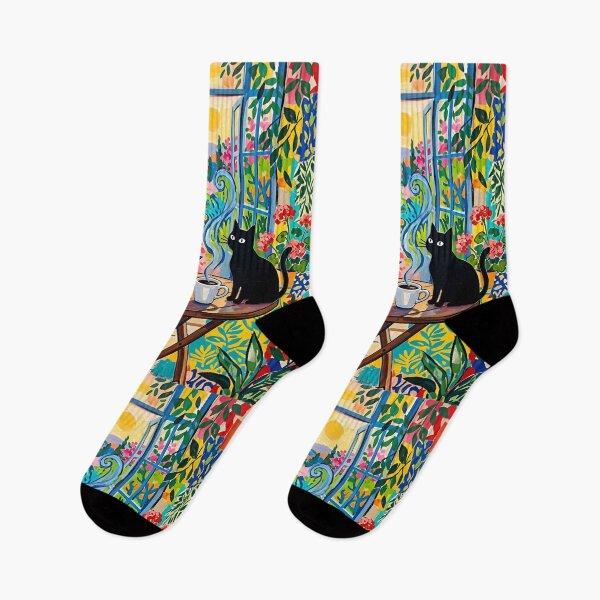Item preview, Morning Coffee & Black Cat Silhouette Matisse Style Poster designed and sold by DuckOddity.