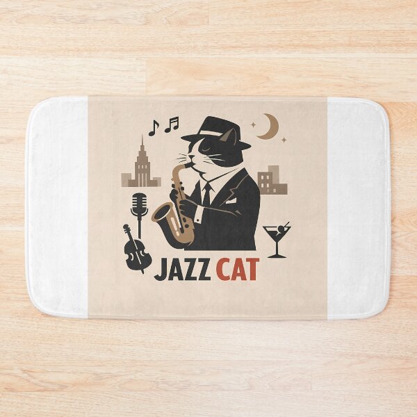 Item preview, Tuxedo Cat Saxophone New York Vintage Art designed and sold by Wandered North.