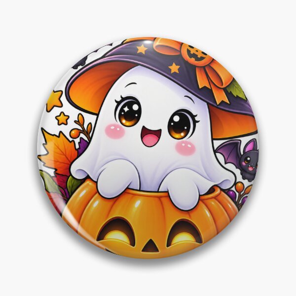 Item preview, Cute Halloween Ghost in Pumpkin with Witch Hat | Kawaii Spooky Autumn Design designed and sold by banglalook.