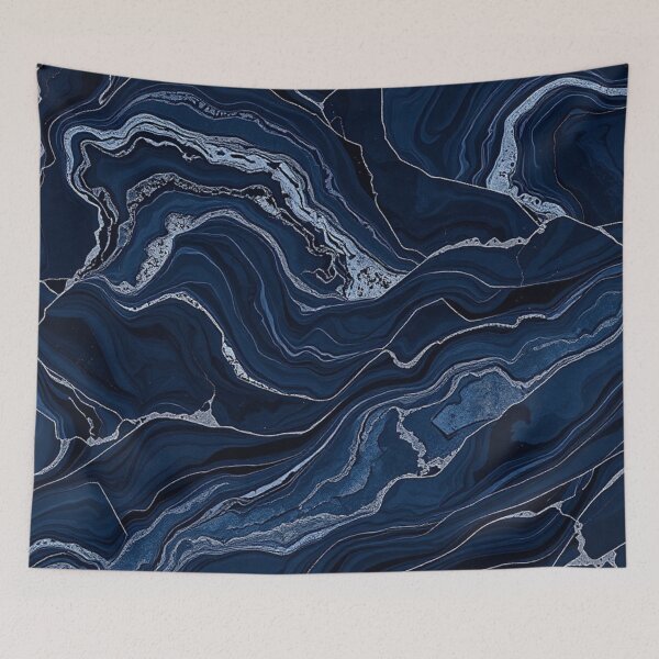 Item preview, Dark Blue Silver Fluid Marble designed and sold by IntelliMindDesigns.