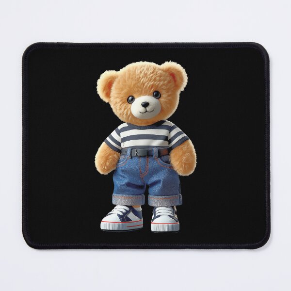 Item preview, Teddy Bear in Denim Jeans Casual Striped on Black Outfit Shapes Mania designed and sold by Shapes-Mania.