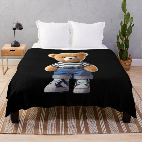 Item preview, Teddy Bear in Denim Jeans Casual Striped on Black Outfit Shapes Mania designed and sold by Shapes-Mania.