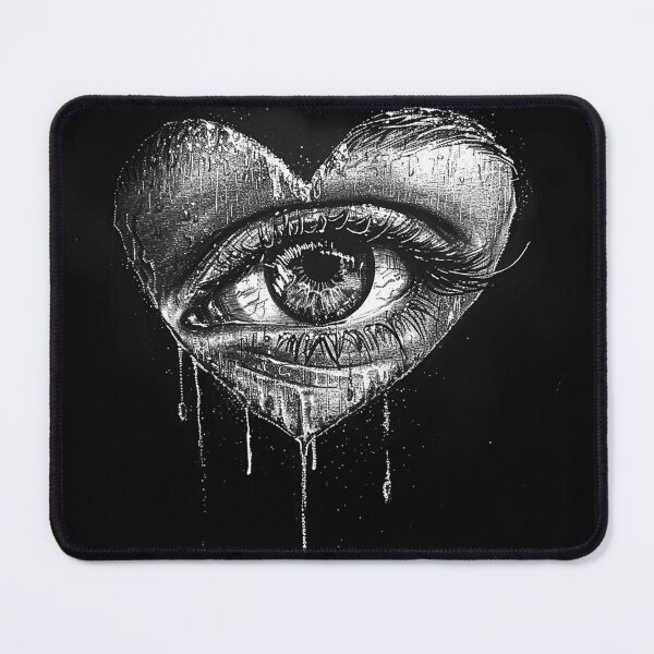 Item preview, Gothic Heart Eye Surreal Black and White Dark Love Art Design  designed and sold by inkoutninja.