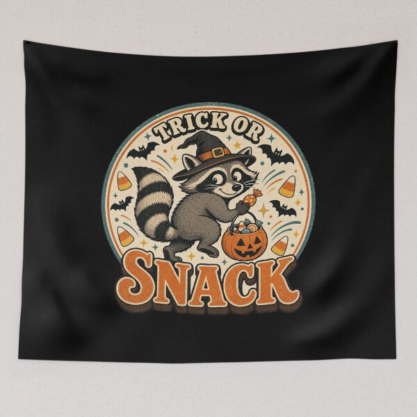 Item preview, Trick Or Snack - Retro Halloween Raccoon designed and sold by Graphic Vibe Designs.