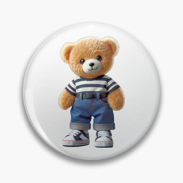 Item preview, Teddy Bear in Denim Jeans Casual Striped Outfit Shapes Mania designed and sold by Shapes-Mania.