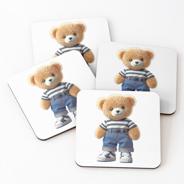 Item preview, Teddy Bear in Denim Jeans Casual Striped Outfit Shapes Mania designed and sold by Shapes-Mania.