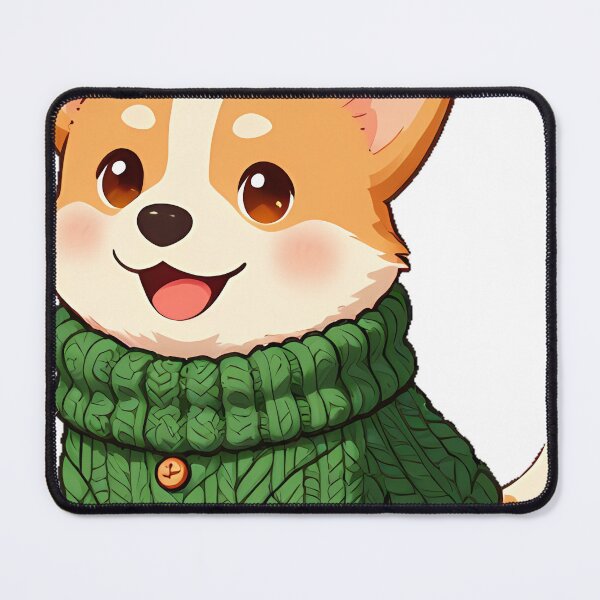 Item preview, Cute Corgi Puppy in Forest Green Cable Knit Sweater designed and sold by pumsquare.