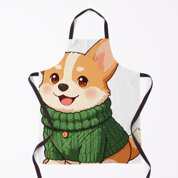 Item preview, Cute Corgi Puppy in Forest Green Cable Knit Sweater designed and sold by pumsquare.