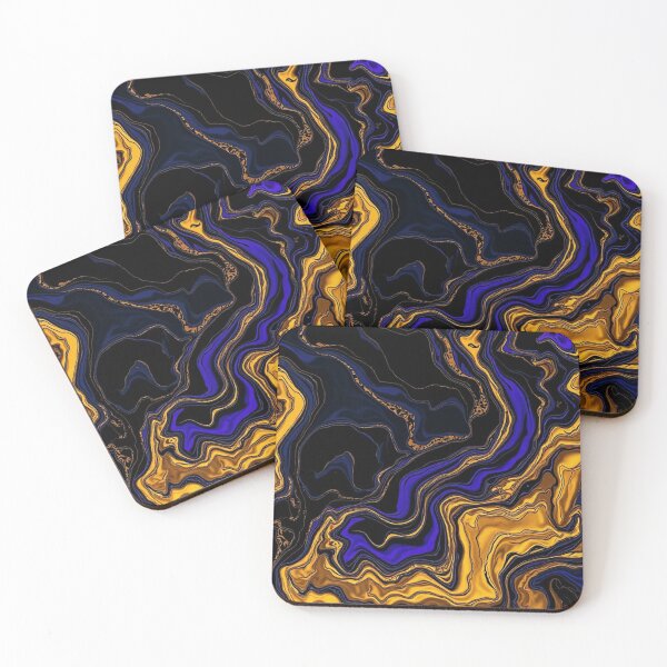 Item preview, Black Blue Gold Fluid Abstract designed and sold by IntelliMindDesigns.