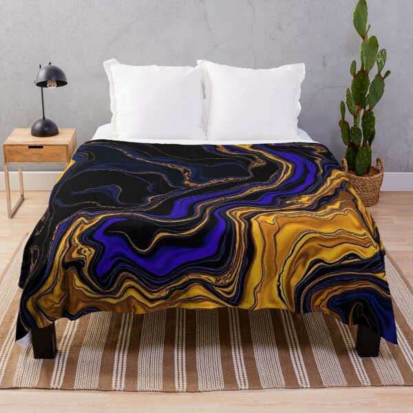 Item preview, Black Blue Gold Fluid Abstract designed and sold by IntelliMindDesigns.