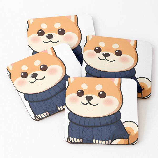 Item preview, Cute Shiba Inu Puppy in Navy Blue Fisherman Knit Sweater designed and sold by pumsquare.