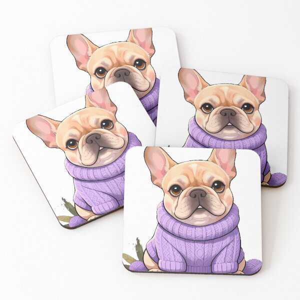 Item preview, Cute French Bulldog Puppy in Lavender Chunky Cable Sweater designed and sold by pumsquare.