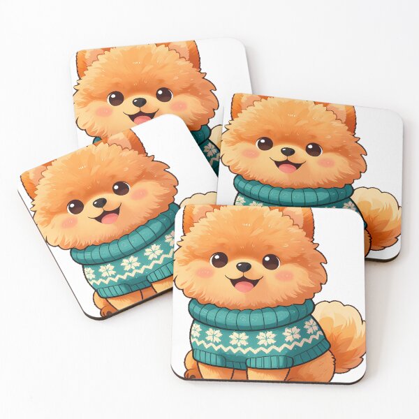 Item preview, Cute Pomeranian Puppy in Teal Fair Isle Knit Sweater designed and sold by pumsquare.