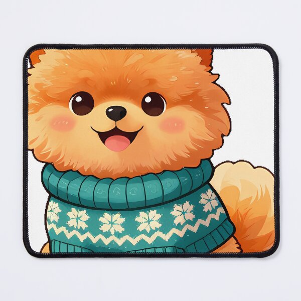 Item preview, Cute Pomeranian Puppy in Teal Fair Isle Knit Sweater designed and sold by pumsquare.