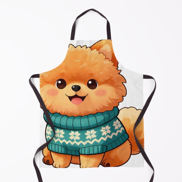 Item preview, Cute Pomeranian Puppy in Teal Fair Isle Knit Sweater designed and sold by pumsquare.