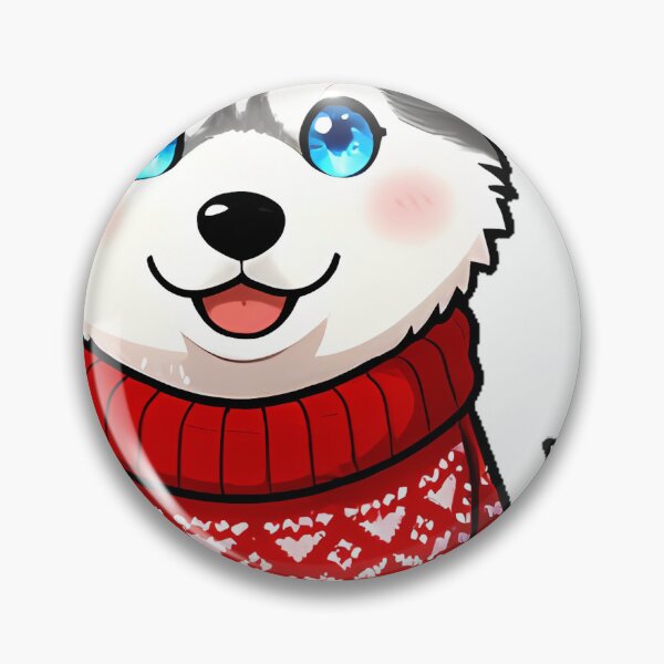 Item preview, Cute Siberian Husky Puppy in Crimson Scandinavian Knit Sweater designed and sold by pumsquare.