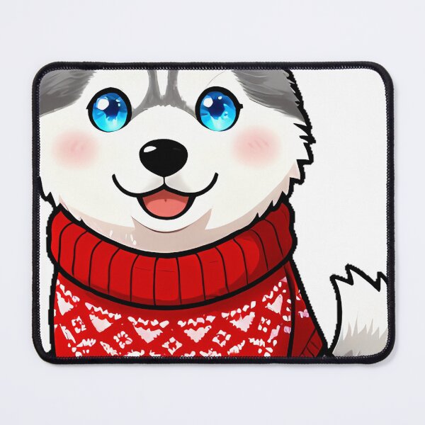 Item preview, Cute Siberian Husky Puppy in Crimson Scandinavian Knit Sweater designed and sold by pumsquare.