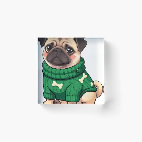 Item preview, Cute Pug Puppy in Emerald Green Turtleneck Sweater designed and sold by pumsquare.