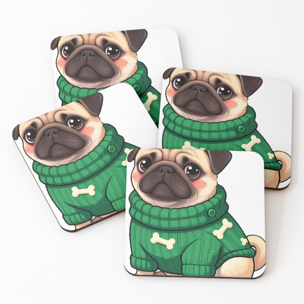 Item preview, Cute Pug Puppy in Emerald Green Turtleneck Sweater designed and sold by pumsquare.