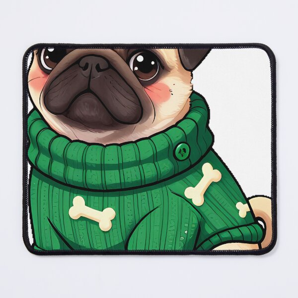 Item preview, Cute Pug Puppy in Emerald Green Turtleneck Sweater designed and sold by pumsquare.