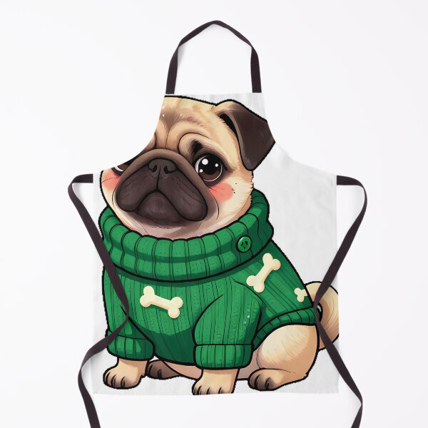 Item preview, Cute Pug Puppy in Emerald Green Turtleneck Sweater designed and sold by pumsquare.