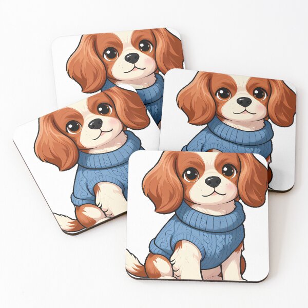 Item preview, Cute Cavalier King Charles Spaniel in Dusty Blue Cable Sweater designed and sold by pumsquare.