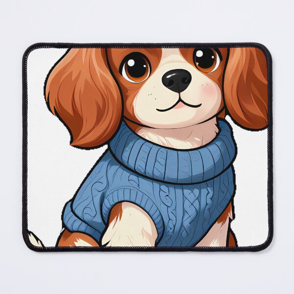 Item preview, Cute Cavalier King Charles Spaniel in Dusty Blue Cable Sweater designed and sold by pumsquare.