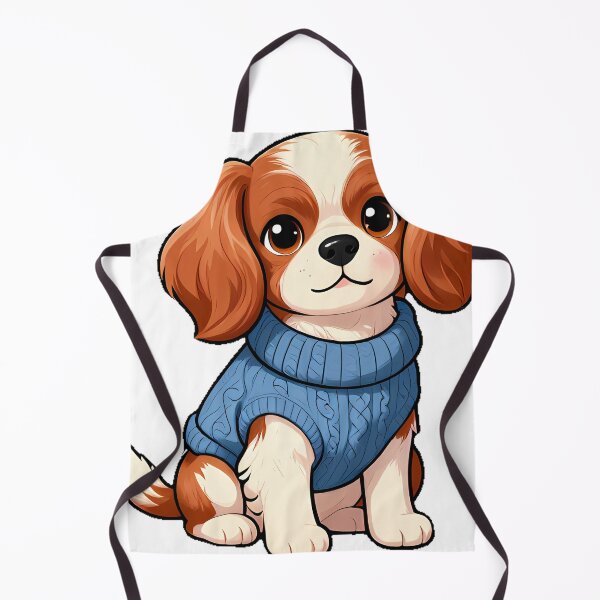Item preview, Cute Cavalier King Charles Spaniel in Dusty Blue Cable Sweater designed and sold by pumsquare.