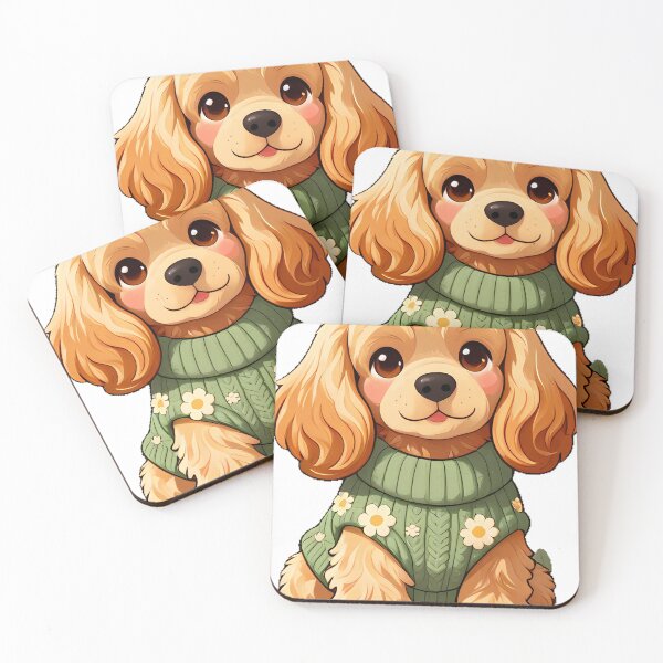 Item preview, Cute English Cocker Spaniel in Sage Green Ribbed Sweater designed and sold by pumsquare.