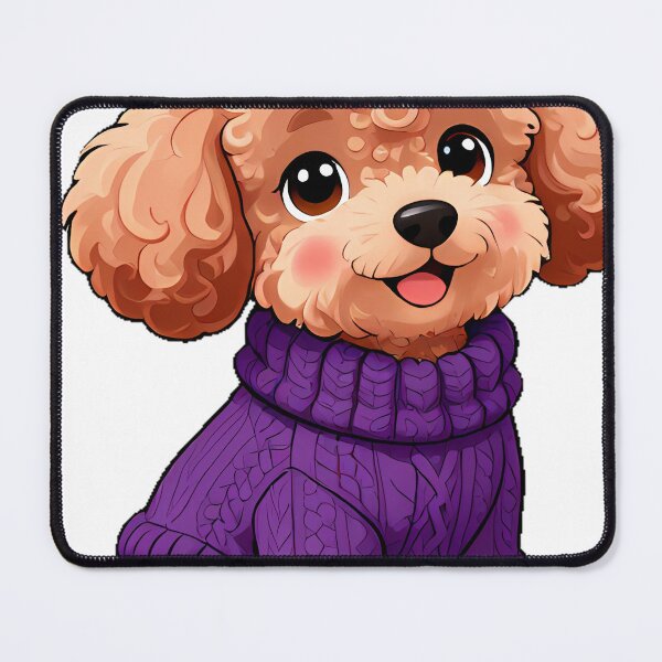 Item preview, Cute Standard Poodle Puppy in Plum Purple Cable Knit Sweater designed and sold by pumsquare.