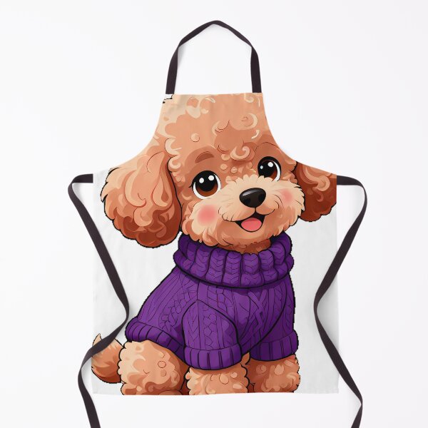 Item preview, Cute Standard Poodle Puppy in Plum Purple Cable Knit Sweater designed and sold by pumsquare.