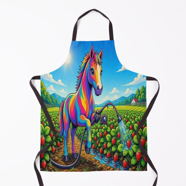 Item preview, Colorful Rainbow Horse Watering Strawberry Field Pop Art - Tugy designed and sold by Breezes-of-Ida.