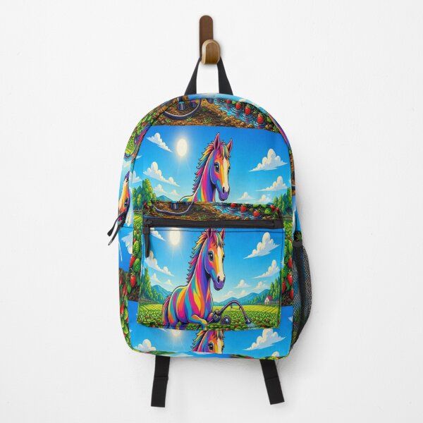 Item preview, Colorful Rainbow Horse Watering Strawberry Field Pop Art - Tugy designed and sold by Breezes-of-Ida.