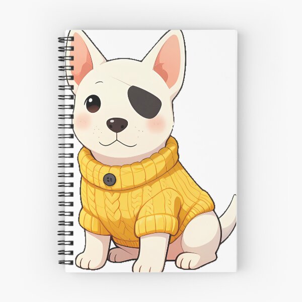 Item preview, Cute Bull Terrier Puppy in Sunny Yellow Cable Knit Sweater designed and sold by pumsquare.