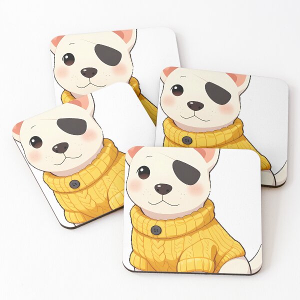 Item preview, Cute Bull Terrier Puppy in Sunny Yellow Cable Knit Sweater designed and sold by pumsquare.