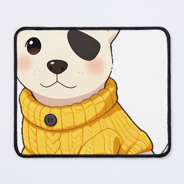 Item preview, Cute Bull Terrier Puppy in Sunny Yellow Cable Knit Sweater designed and sold by pumsquare.