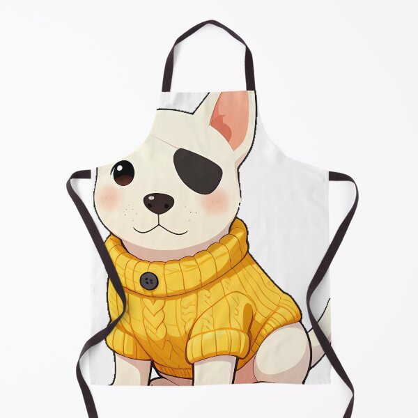 Item preview, Cute Bull Terrier Puppy in Sunny Yellow Cable Knit Sweater designed and sold by pumsquare.