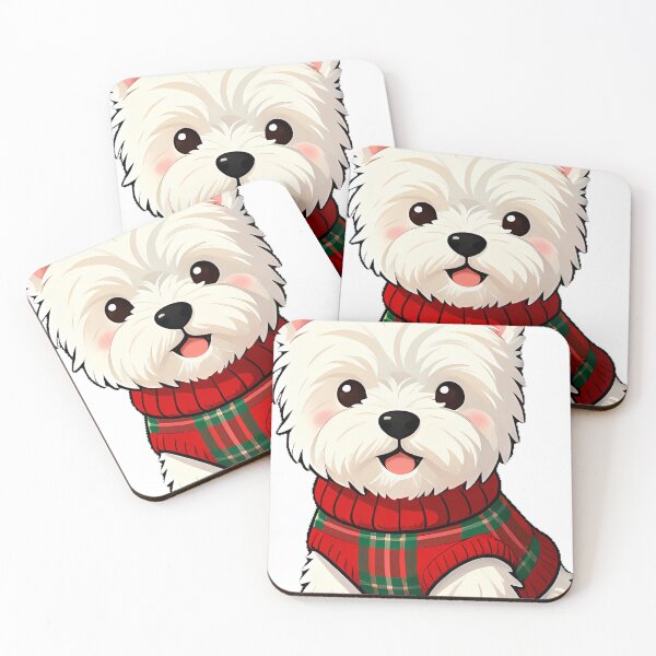 Item preview, Cute Westie Puppy in Scottish Tartan Red Knit Sweater designed and sold by pumsquare.