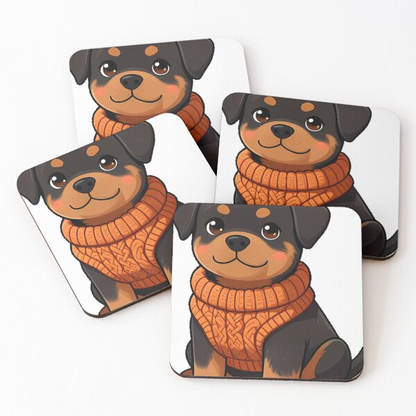 Item preview, Cute Rottweiler Puppy in Burnt Amber Cable Knit Sweater designed and sold by pumsquare.