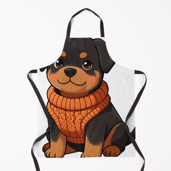 Item preview, Cute Rottweiler Puppy in Burnt Amber Cable Knit Sweater designed and sold by pumsquare.