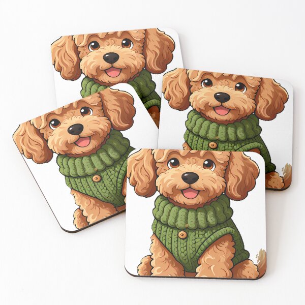 Item preview, Cute Labradoodle Puppy in Forest Moss Green Chunky Sweater designed and sold by pumsquare.