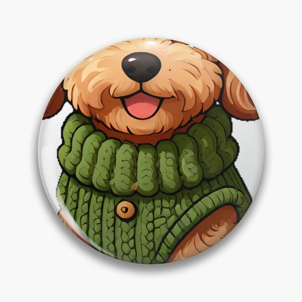 Item preview, Cute Labradoodle Puppy in Forest Moss Green Chunky Sweater designed and sold by pumsquare.